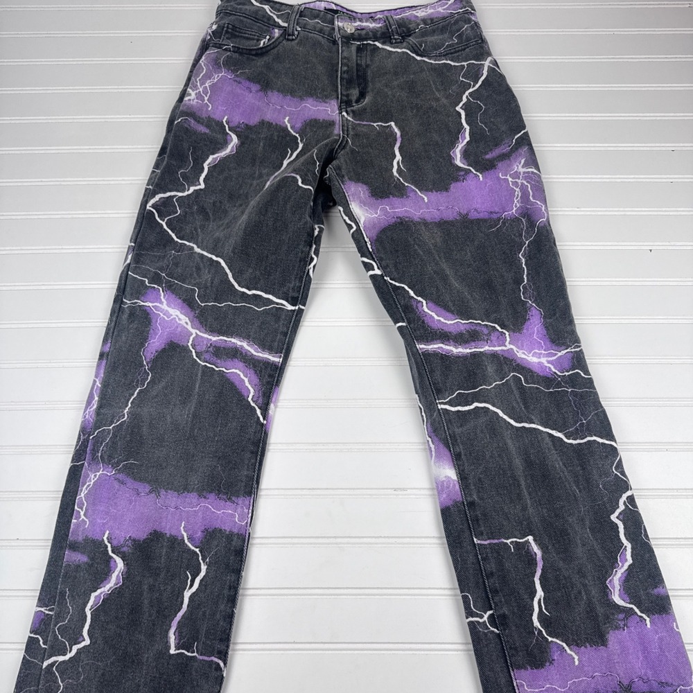 Jaded London Women's 26 Boyfriend Fit Purple Black Lighting